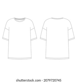 Vector illustration of women's t-shirt. Front and back