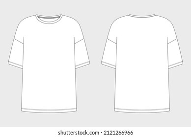 Vector illustration of women's t-shirt. Front and back