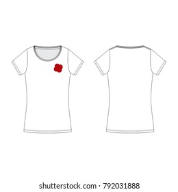 Vector illustration of women's t-shirt with sequins decor. Front and back