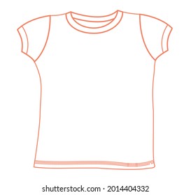Vector illustration of women's t-shirt template.