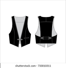 Vector illustration of women's vest. Front and back