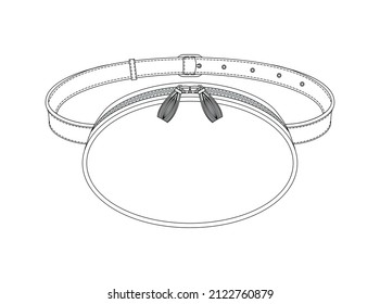 Vector illustration of women's waist bag. Front view