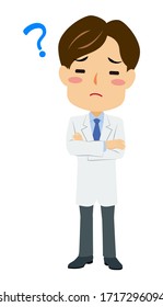 Vector illustration of wondering male doctor.