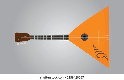 Vector illustration of wood balalaika, russian folk musical string instrument object, wooden russia ethnic music design