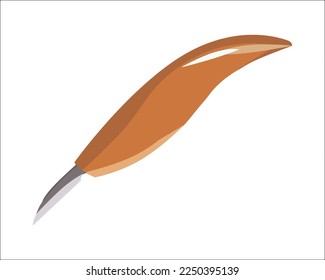 Vector Illustration Wood Carving Chisel isolated on white background. Carpentry hand tools with wooden handle