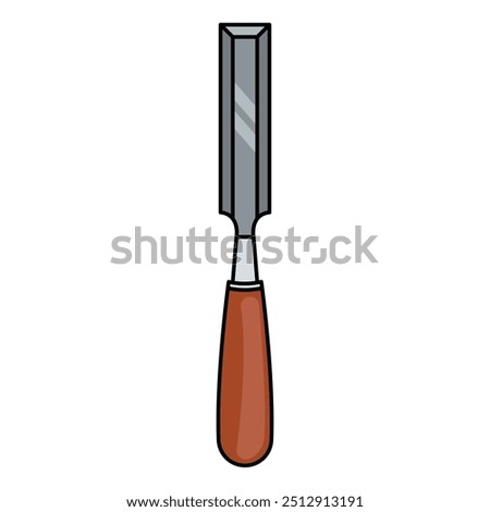 Vector Illustration Wood Carving Chisel isolated on white background. Carpentry hand tools with wooden handle.