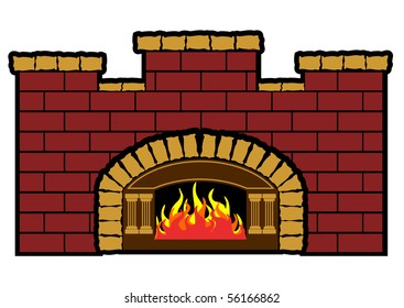 Vector illustration of a wood fired furnace