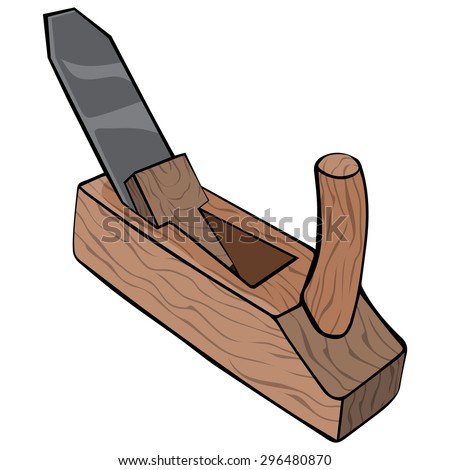 Vector Illustration Wood Hand Plane Cartoon Stock Vector (Royalty Free