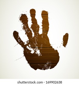 Vector Illustration of a Wood Hand Print