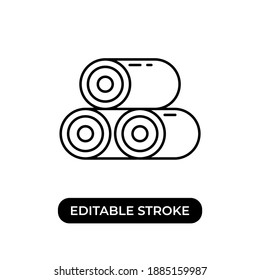 Vector illustration of wood icon. Three stacks of wood. Editable stroke