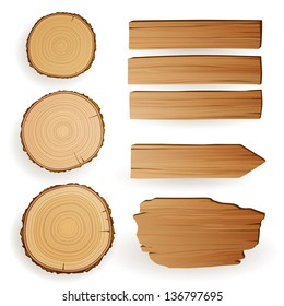 Vector Illustration of Wood Material Elements