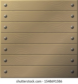 Vector illustration. Wood pannels. Simple style. Wood background. Steel nails decoration.
