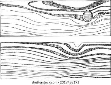 Vector illustration of wood texture. Hand drawn wooden planks isolated. 
