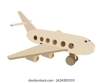 Vector illustration of a wooden airplane toy with simple shapes and colors