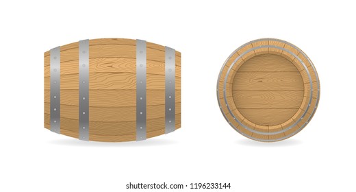 Vector illustration. Wooden barrel isolated on white background.