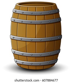 Vector illustration of Wooden barrel on a white background