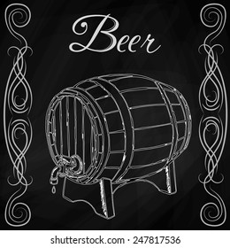 Vector illustration of wooden barrel in style sketch