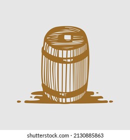 Vector illustration of a wooden barrel for wine