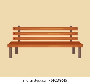 Vector illustration of   Wooden bench isolated. Park brown vector bench in flat style