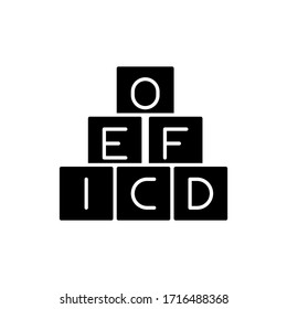 vector illustration wooden blocks alphabet icon or logo with glyph design style