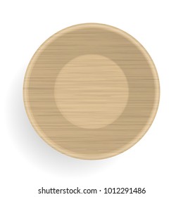 Vector illustration. Wooden bowl on a white background. Top view.