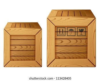 Vector illustration of wooden box icon