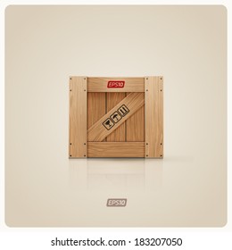 Vector illustration of wooden box icon