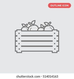 Vector illustration of a wooden box with isolated apple iconon gray background