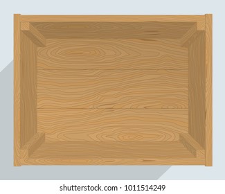 Vector Illustration. Wooden Box. Top View.