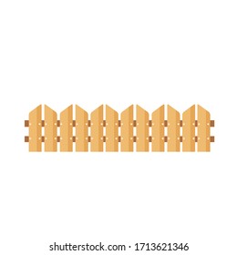 Vector Illustration of wooden brown fence. Isolated on white background. Rustic elements. 