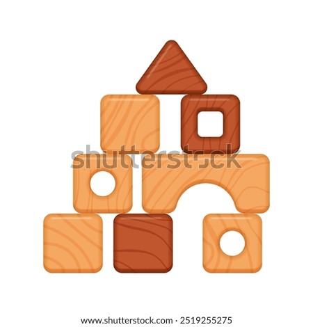 Vector illustration of wooden building blocks, great for creative play.