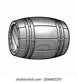 Ilustración vectorial de barril o barril de madera. Ilustraciones vectoriales dibujadas a mano.