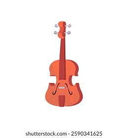 Vector illustration of a wooden cello on an isolated background. Musical string instrument. Equipment for concert programs and school classes. Flat cartoon style. Isolated background.