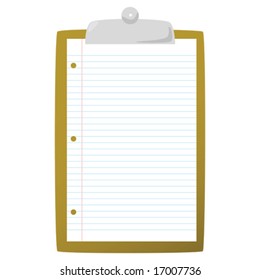 Vector illustration of a wooden clipboard holding a piece of paper. For jpeg version, please see my portfolio.
