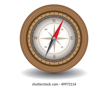 Vector illustration of wooden compass