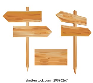 vector illustration of the wooden direction signs