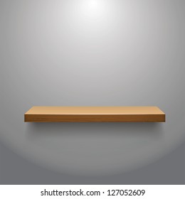 vector illustration of Wooden  empty shelf for exhibit with a soft light