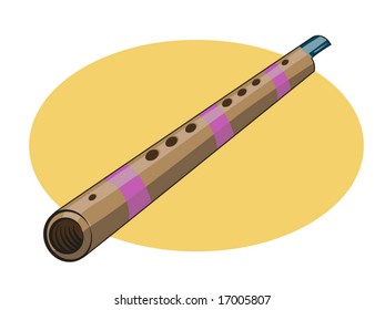 vector illustration of a wooden flute