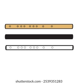 vector illustration of a wooden flute in a simple style