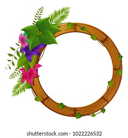 vector illustration of wooden frame with flower