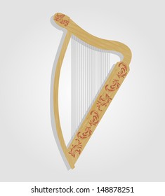 vector illustration of wooden harp