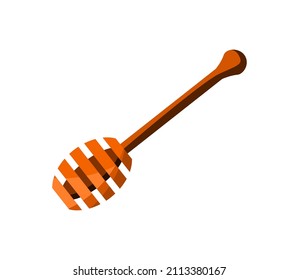 vector illustration of wooden honey dipper on white background