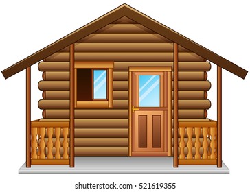Vector illustration of Wooden house isolated a white background 