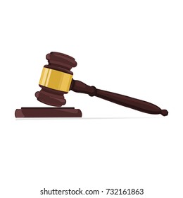 Vector illustration wooden judge gavel and soundboard isolated on white background 