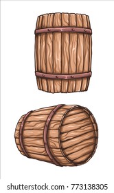 vector illustration of wooden kegs barrel 