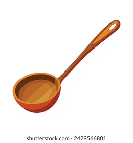 Vector of illustration wooden ladle on white