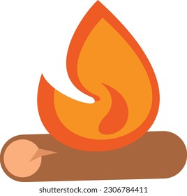 Vektorgrafik eines Holzblocks mit Feuer. Brennendes Holz. Wärmeenergie. Bonfire.