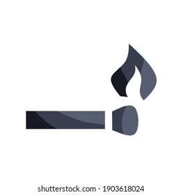 vector illustration of wooden match icon.  illustration for fire, cigarette, source of ignition.  flat minimalist design eps 10