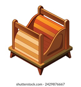 Vector of illustration wooden napkin holder on white
