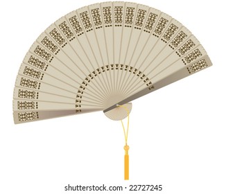 vector illustration of a wooden oriental fan